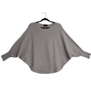 Kerisma Bat Wing Sweater Women's Size Small Gray Stretch Knit Ribbed